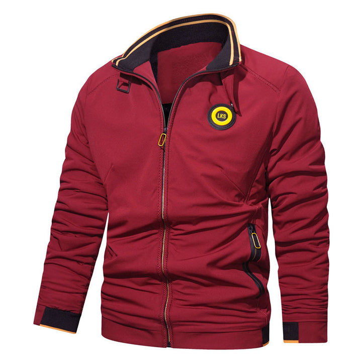 Men's Slim Fit Urban Stand Collar Blouson with Zipper, Contrasted Cuffs and Decorative Applications Mune Fashion