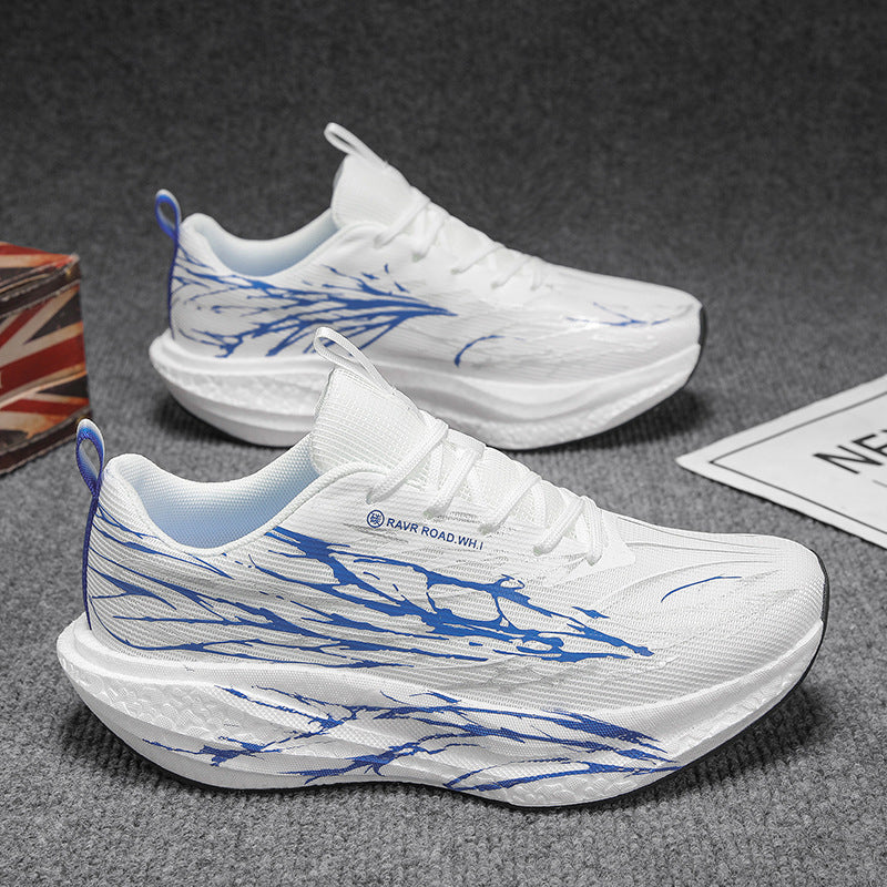 Unisex lightweight performance running shoes with knitted upper, reactive hollow core midsole, and dynamic graphic print Mune Fashion