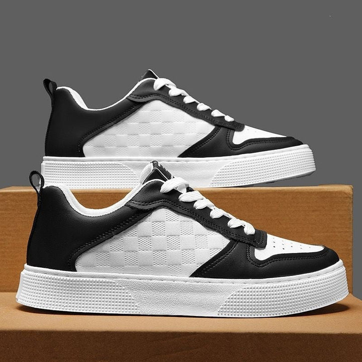 Women's Stylish Sneakers made of Synthetic Leather with Trendy Checkered Pattern Mune Fashion