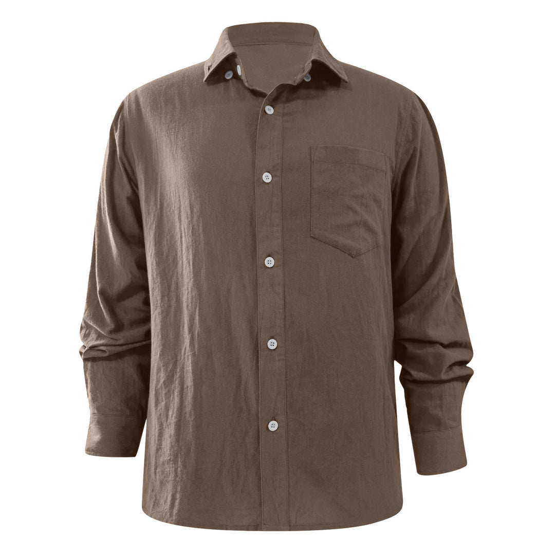 Men's linen shirt with chest pocket and casual beach fit Mune Fashion