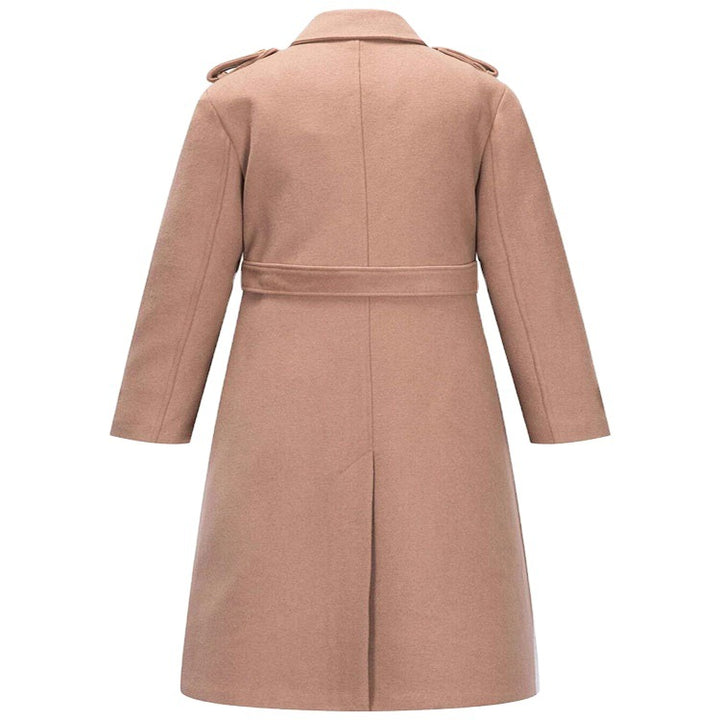 Women's fitted A-line trench coat made of wool-cashmere blend with waist belt and flap Mune Fashion