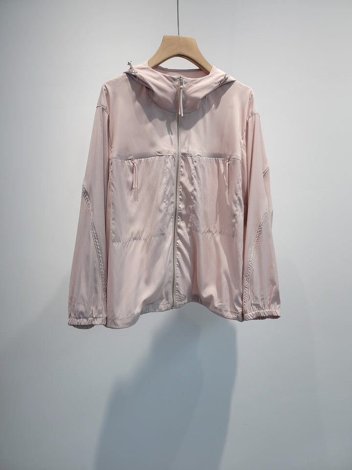 Women Lightweight Hooded Windbreaker Mune Fashion