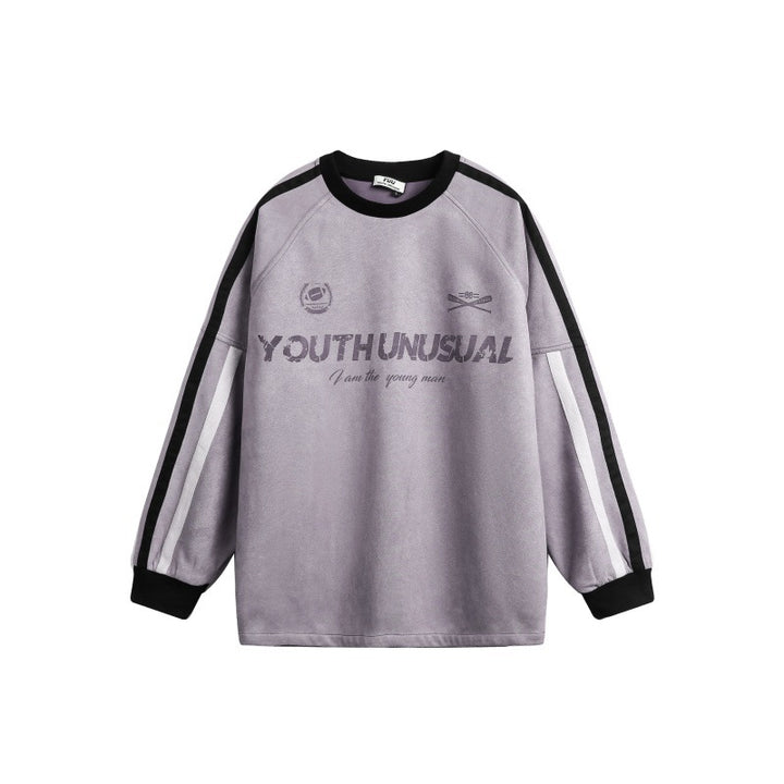 Men's Oversized Sweatshirt in Retro Sports Style with Contrast Stripes Mune Fashion