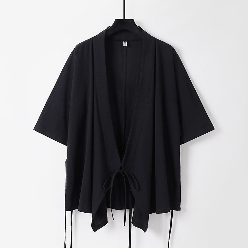Women's loosely falling kimono jacket with tie belt Mune Fashion