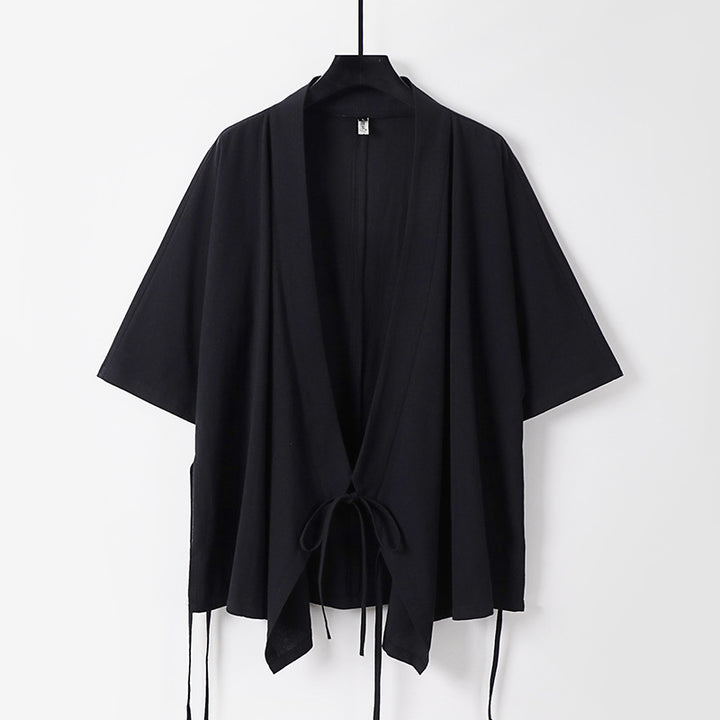 Women's loosely falling kimono jacket with tie belt Mune Fashion