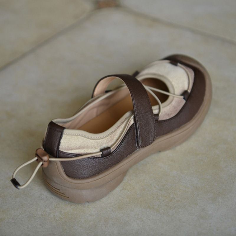 Damen Bequeme Mary-Jane-Sneaker mit Klettverschluss, elastischer Schnürung und profilierter Gummisohle Mune Fashion