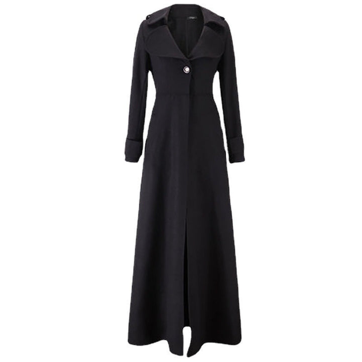 Mune | Ladies Elegant Long Coat with Classic Lapels and Modern Accents