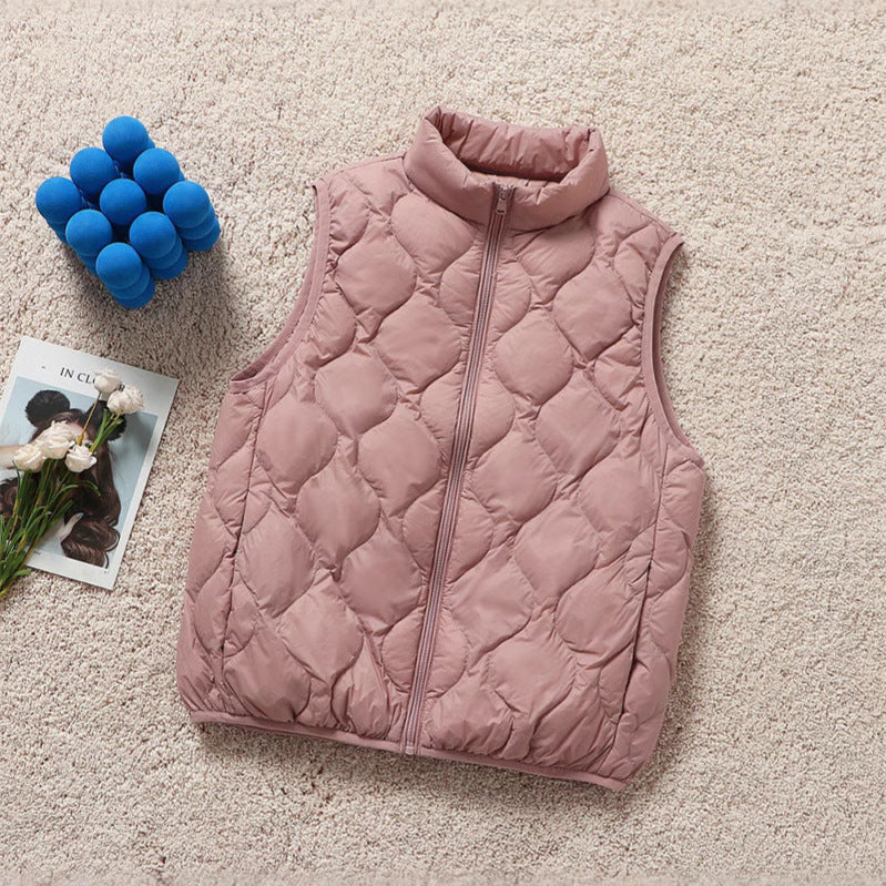 Women's ultralight quilted vest in drop stitch design with high stand-up collar Mune Fashion