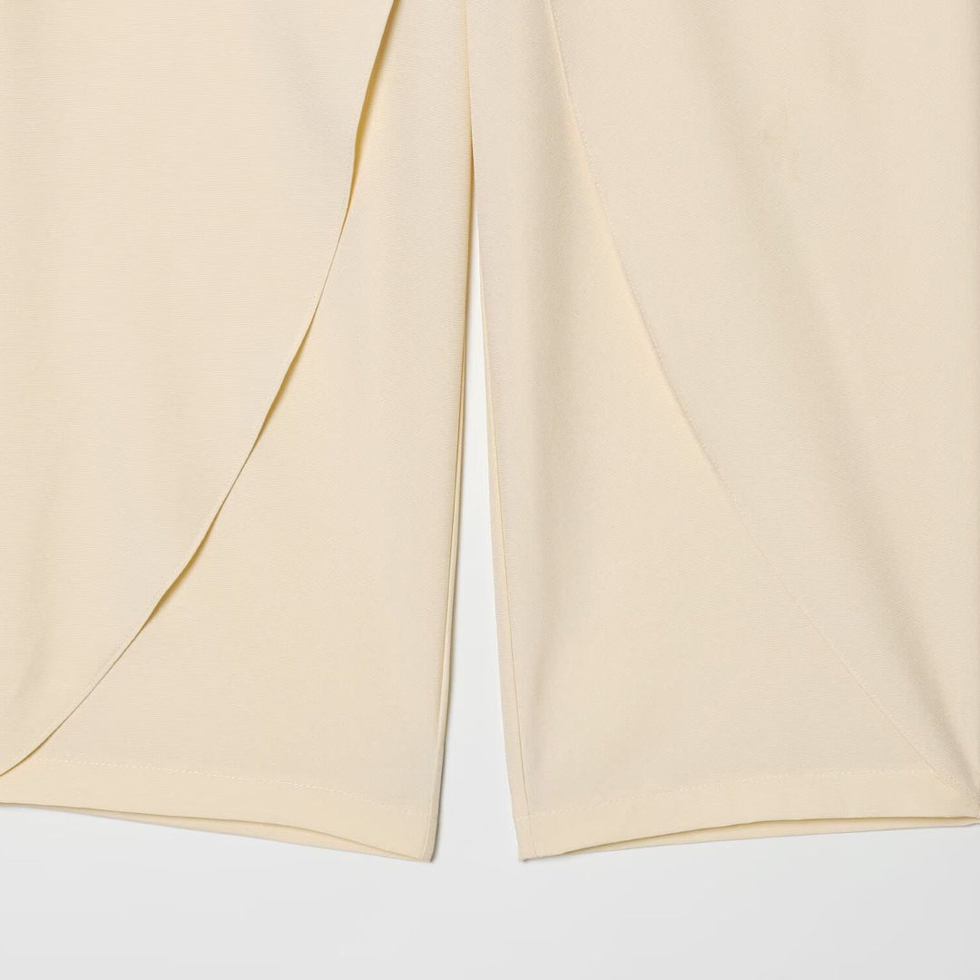 Women's Cropped Palazzo Pants with Tulip Overlap and High Waist Mune Fashion