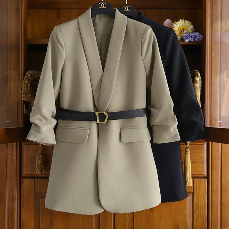 Women Modern Blazer with Waist Belt Mune Fashion