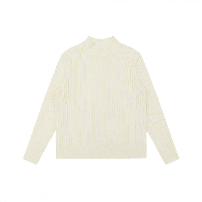Unisex Oversize Cable Knit Sweater with Short Stand-Up Collar and Ribbed Hem Mune Fashion