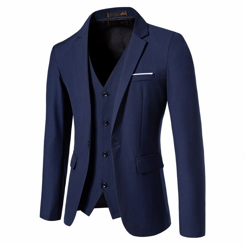 Men's Tailored Jacket with Matching Vest and Slim Business Silhouette Mune Fashion