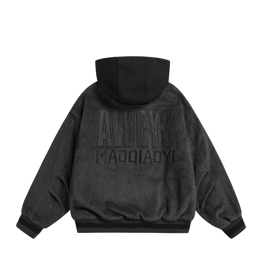 Unisex Oversize Fleece-Bomber Jacket with Contrast Hood Mune Fashion