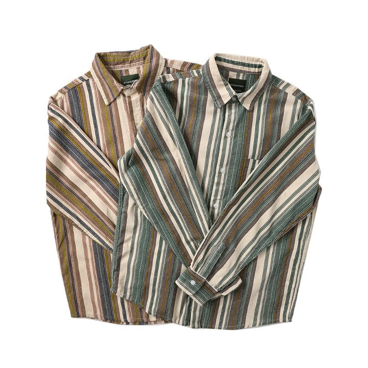 Men's Long Sleeve Shirt with Mélange Stripe Structure and Relaxed Fit Mune Fashion