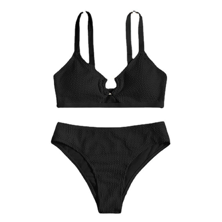 Women's High-Waisted Bikini Set with Small Cut-Out