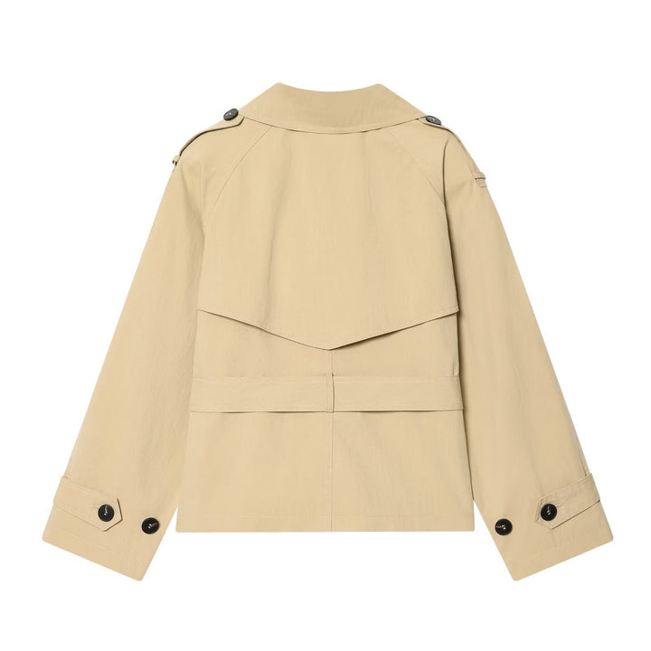 Women's short-cut trench coat with belted waist and double-breasted Mune Fashion