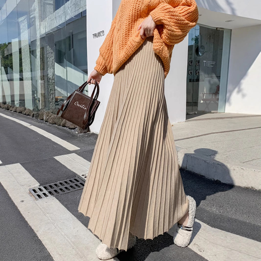 Ladies Long Pleated Skirt Mune Fashion