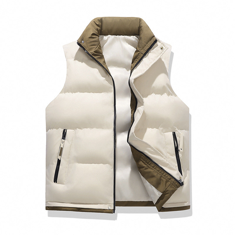 Men's quilted thermal vest with stand-up collar, windproof surface and zip pockets Mune Fashion