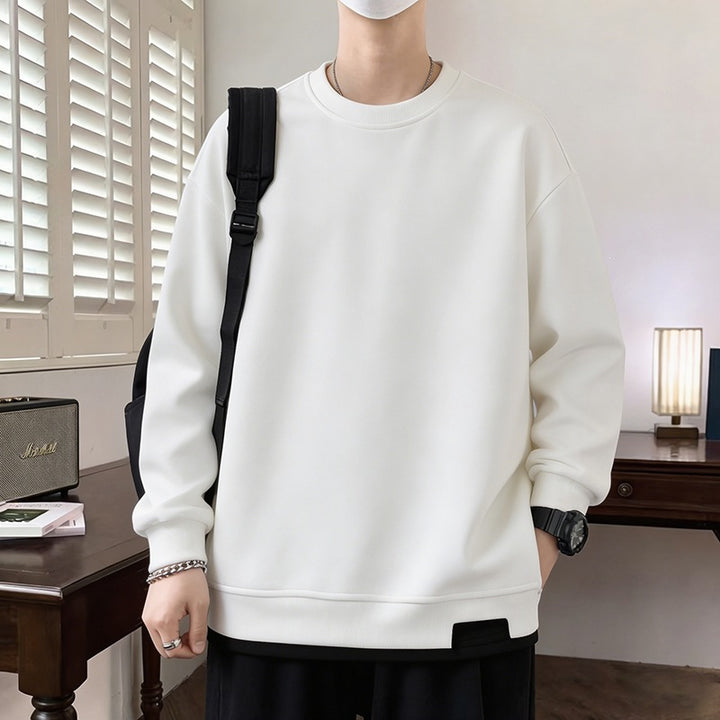 Men's Oversized sweatshirt with contrasting sleeves, round neck & label patch Mune Fashion