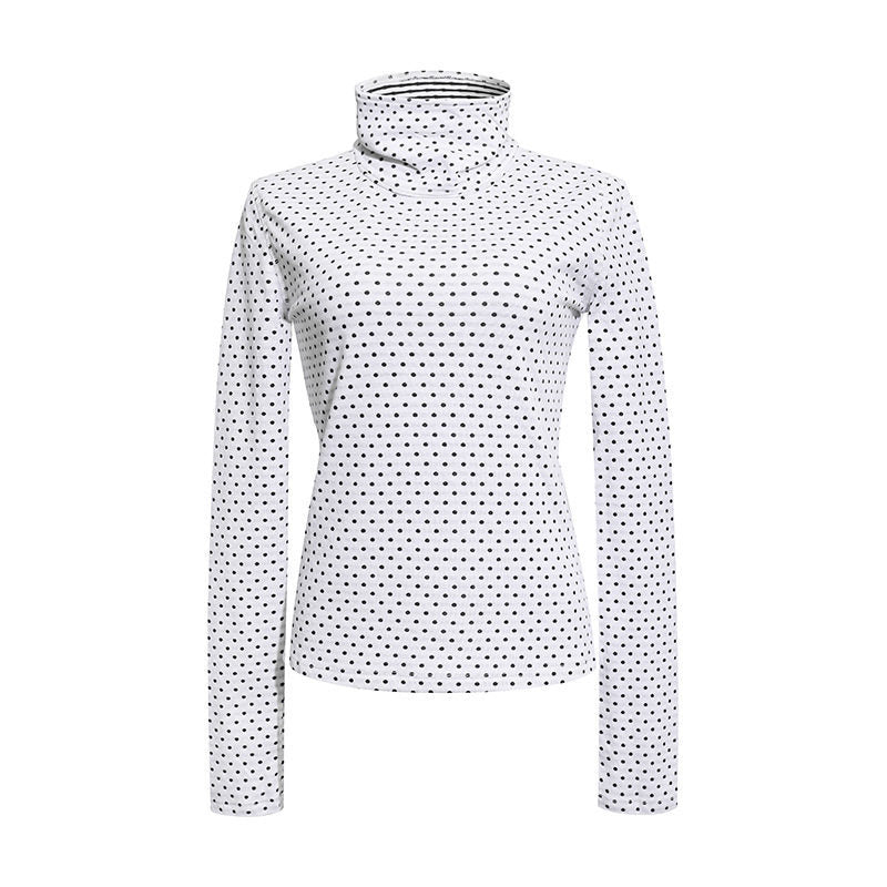 Women's roll-neck fine-knit shirt with polka dot pattern and elastic jersey Mune Fashion