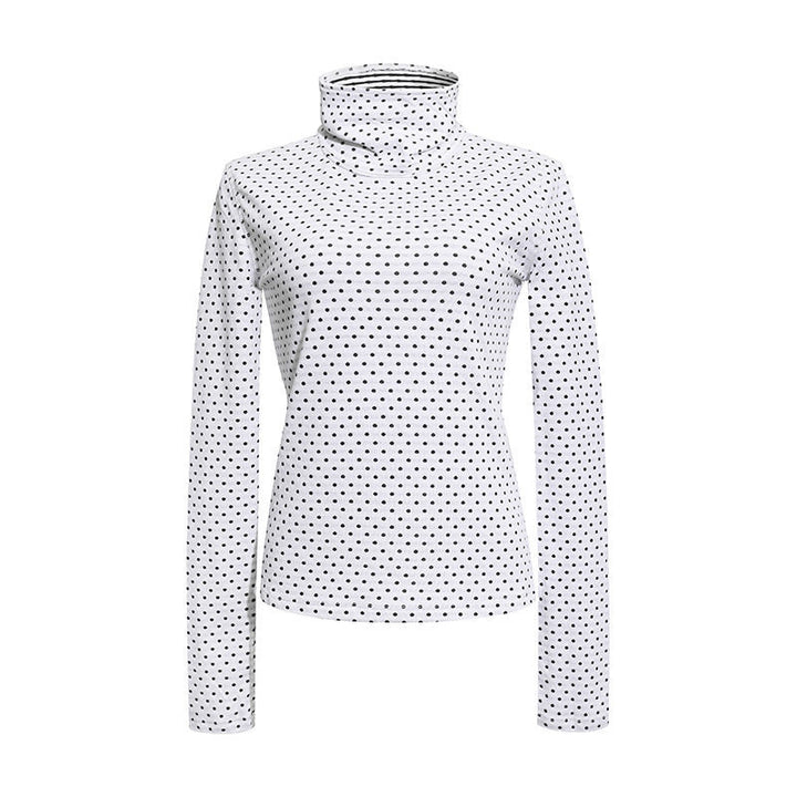 Women's roll-neck fine-knit shirt with polka dot pattern and elastic jersey Mune Fashion