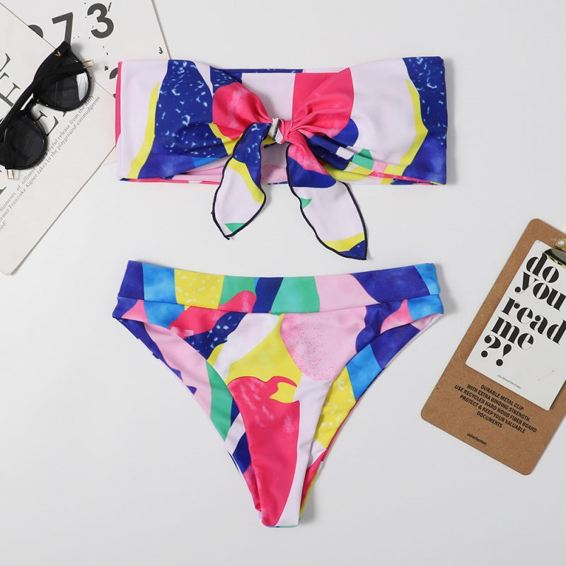Ladies Bandeau Bikini with Creative Patterns Mune Fashion