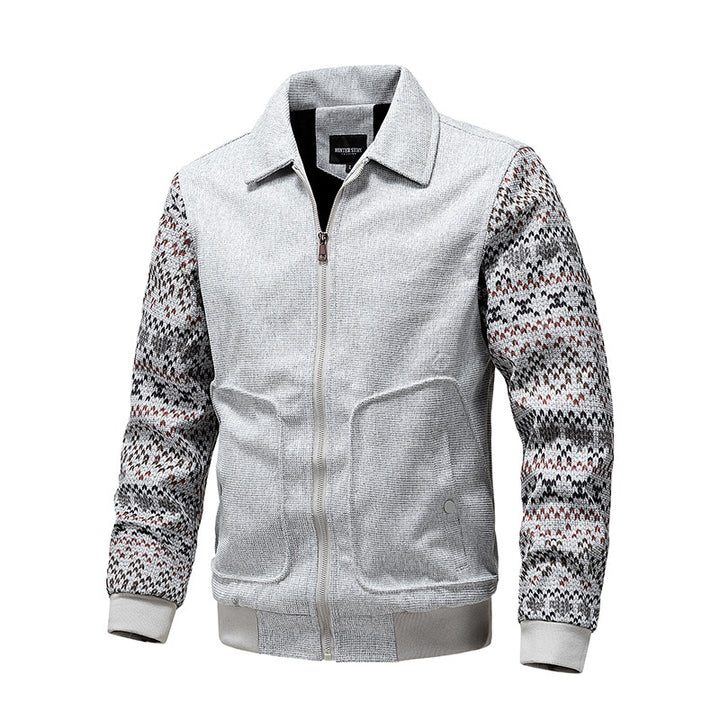 Men's zip-up knit jacket with Norwegian sleeves Mune Fashion