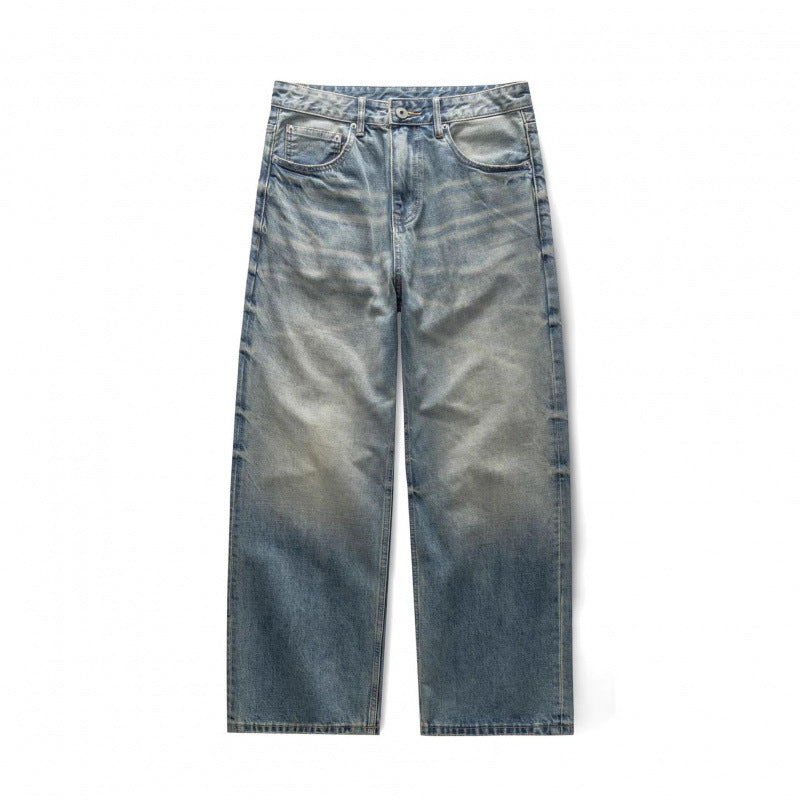 Women's Loose-Fit Straight-Leg Jeans with High Waist and Vintage Wash Mune Fashion