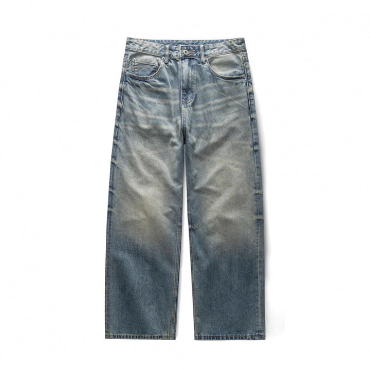 Women's Loose-Fit Straight-Leg Jeans with High Waist and Vintage Wash Mune Fashion