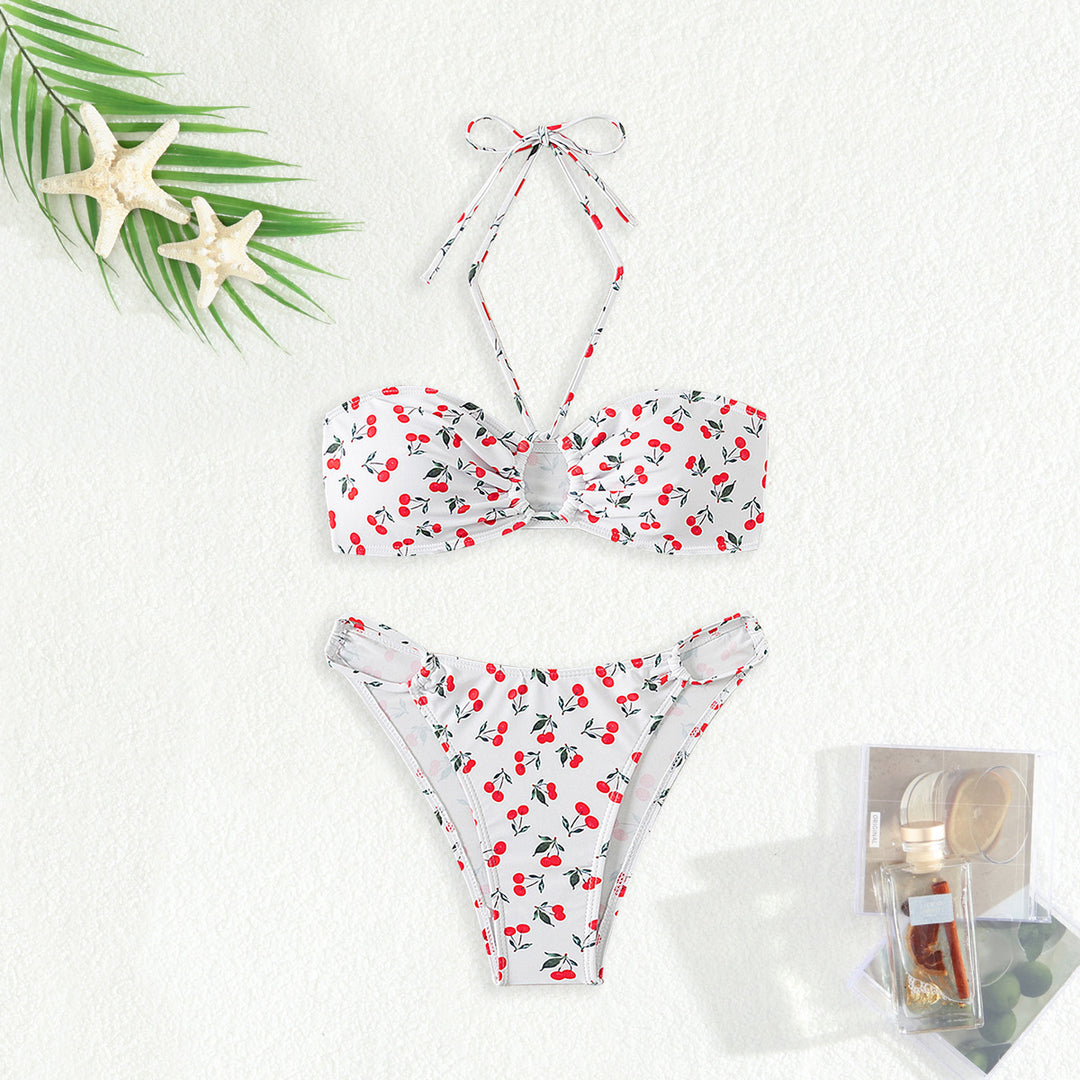 Women's bandeau bikini set with playful cherry pattern Mune Fashion