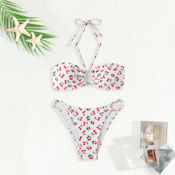 Women's bandeau bikini set with playful cherry pattern Mune Fashion