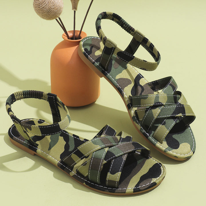 Women Woven Strap Sandals with Elastic Heel Strap Mune Fashion