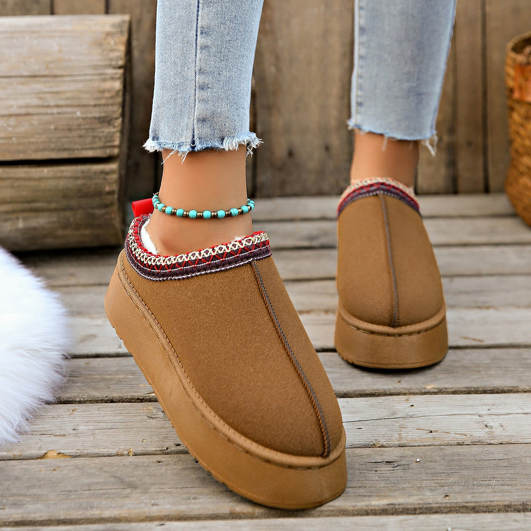 Women's Lined Slippers-Mules with Teddy Lining and Decorative Knit Trim Mune Fashion