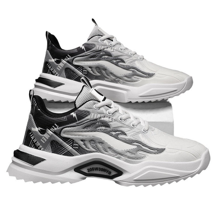 Unisex light fashion platform sneakers with breathable mesh, dynamic wave print, and padded entry Mune Fashion