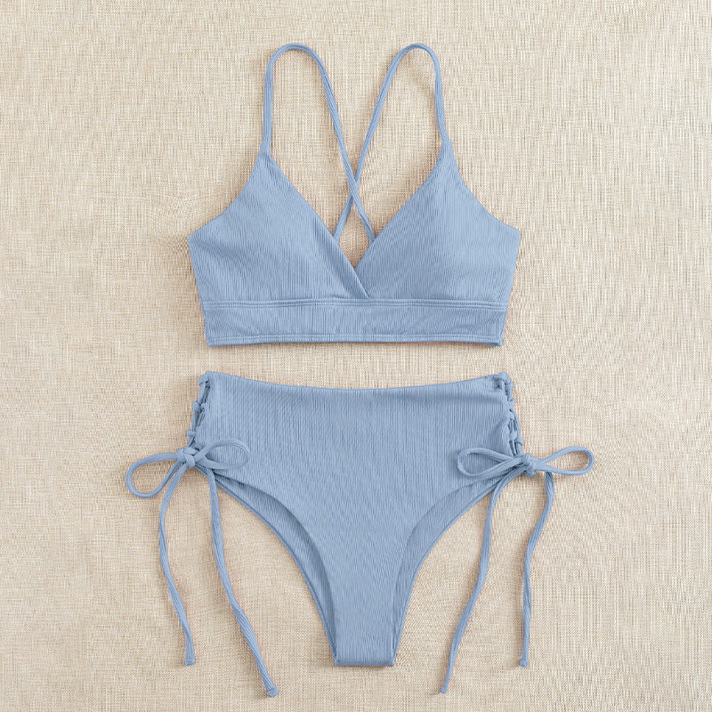 Women's triangle bikini with adjustable straps and high leg cuts Mune Fashion