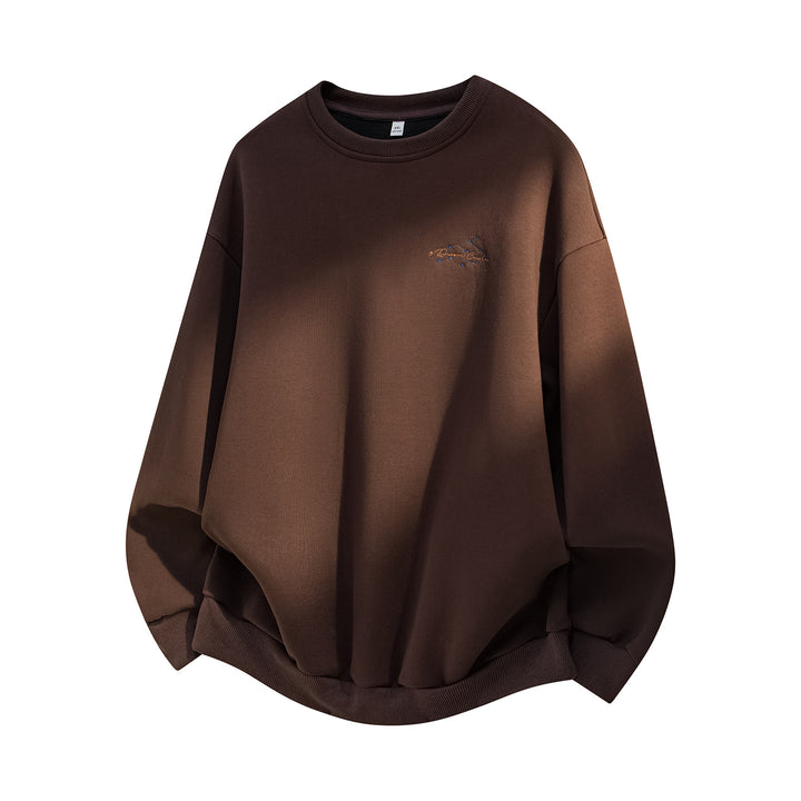 Unisex Oversize Cotton Sweatshirt with Round Neck, fine Chest Embroidery and Elastic Hem Mune Fashion