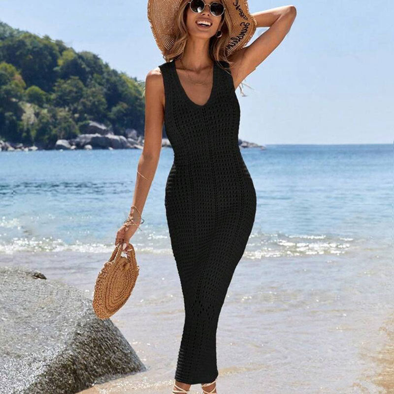 Ladies fashionable crochet beach dress Mune Fashion