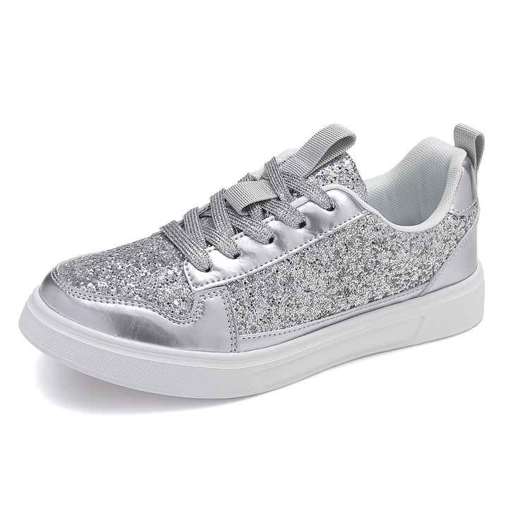 Women’s Glitter Casual Sneakers with Metallic Details, Padded Entry and Non-Slip Rubber Sole Mune Fashion