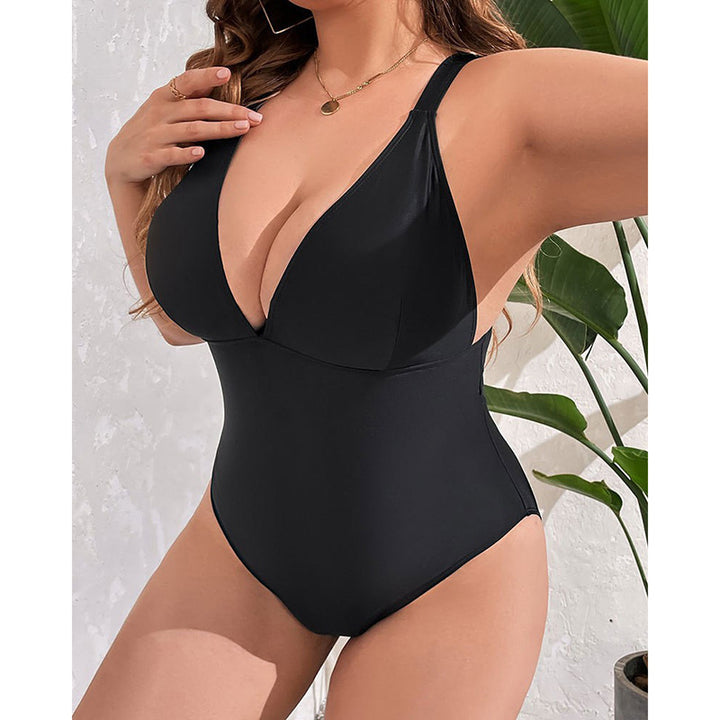 Women's One-Piece Swimsuit with Deep V-Neck and Shaping Cut Mune Fashion