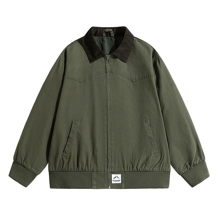 Men's Oversized Field Bomber Jacket with Cord Collar, Elastic Hem & Concealed Zipper Mune Fashion