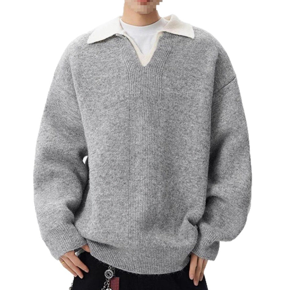 Women's Elegant Chunky Knit Sweater with V-Neck Mune Fashion