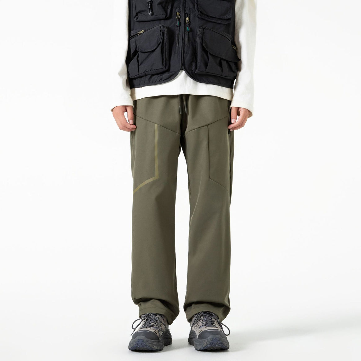 Herren Atmungsaktive Softshell-Cargo-Hose mit Tunnelzugbund, Zipper-Seitentasche und geradem Schnitt Mune Fashion