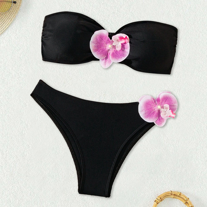 Women's bandeau bikini with elegant orchid accents Mune Fashion