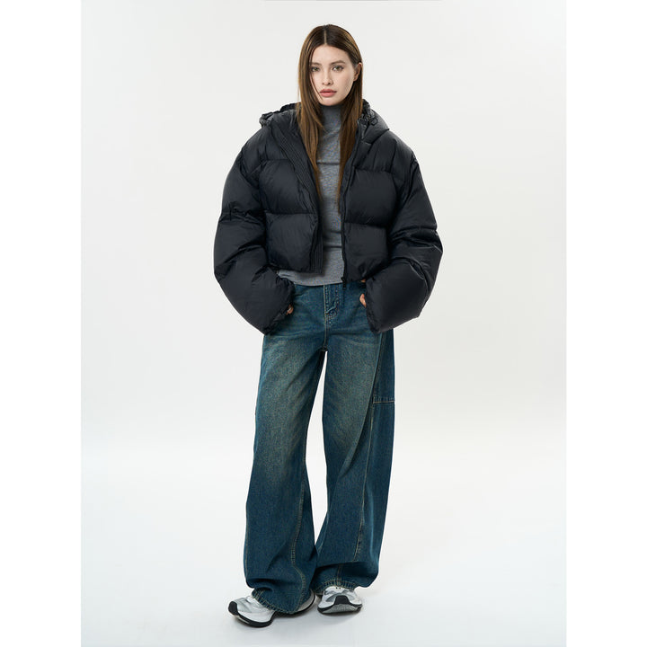 Women's short padded puffer jacket with hood and windproof outer shell Mune Fashion
