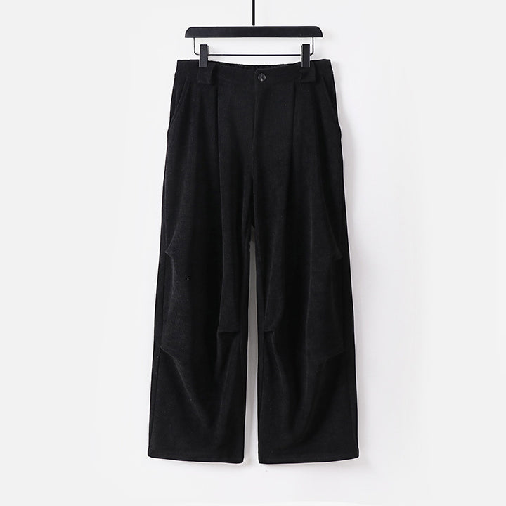 Women's Wide Cord Pants with High Waist, Pleats and Side Pockets Mune Fashion