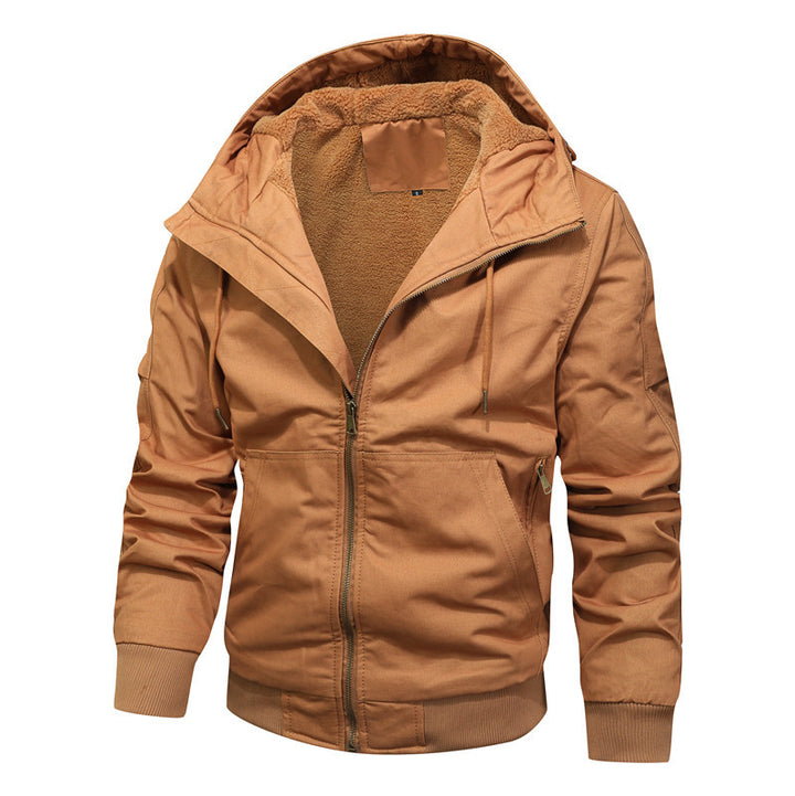 Men's hooded jacket with Sherpa lining and canvas outer material Mune Fashion