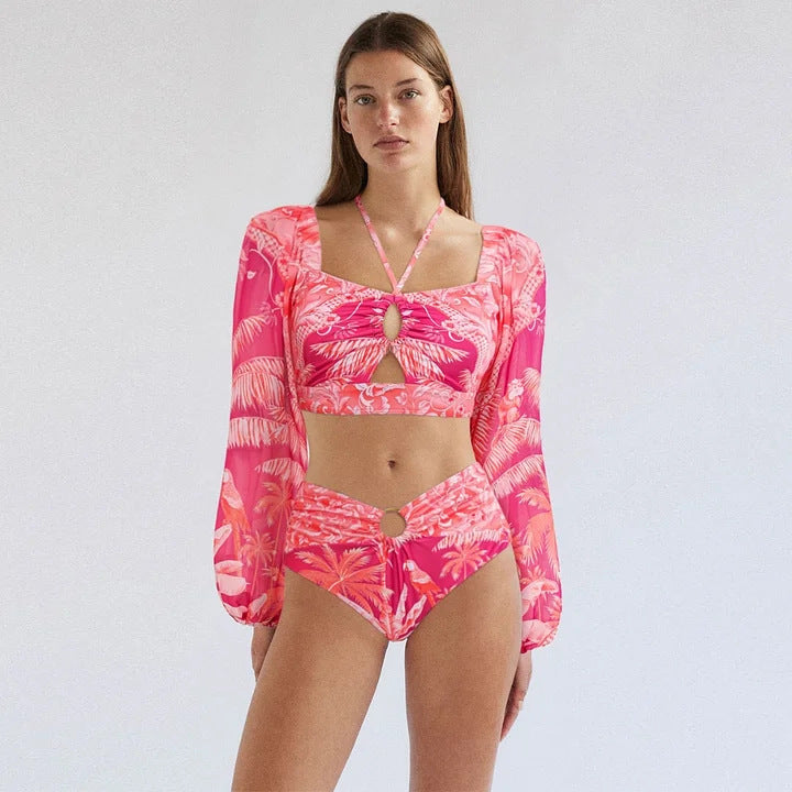 Women's bikini set with transparent puff sleeve and braided detail Mune Fashion