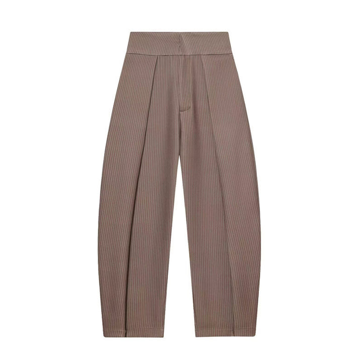 Women's Wide Pleated Jersey Pants with High Waist and Crease Mune Fashion