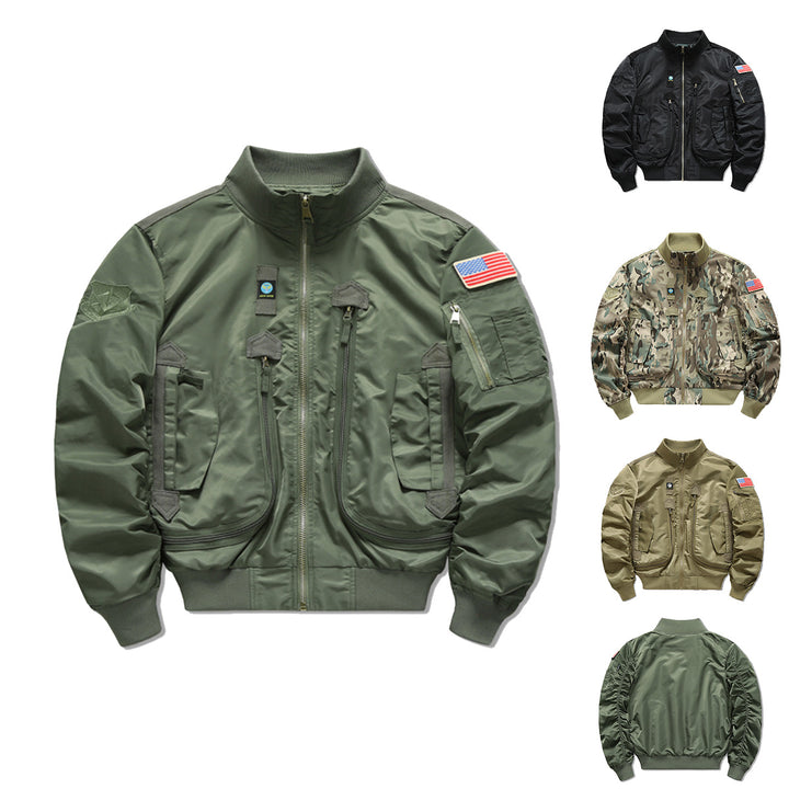 Men's military style flight bomber jacket with multifunctional pockets Mune Fashion