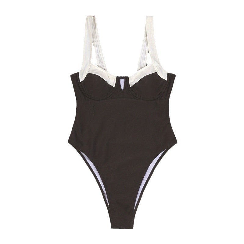 Women's Elegant One-Piece Swimsuit with Deep V-Neck Mune Fashion